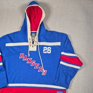 Old Time Hockey Rangers Jersey Hoodie NHL Hockey Lace Up Pullover XL Mens Sports
